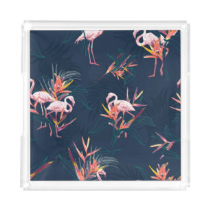 Hawaiian Flamingo: Tropisches Vintages Kunstwerk Acryl Tablett