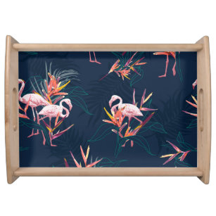 Hawaiian Flamingo: Tropisches Vintages Kunstwerk Serviertablett