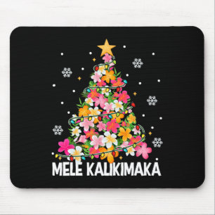 Hawaiian Floral Christmas Tree Mele Kalikimaka Tro Mousepad