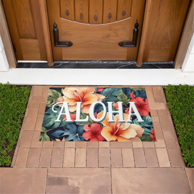 Hawaiian Floral Doormat - Aloha Welcome Door Mat Fußmatte (Außenbereich)