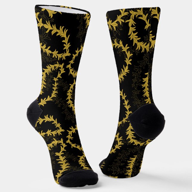 Hawaiian Floral Lei Garland Gemustert Black Socken (Gewinkelt)