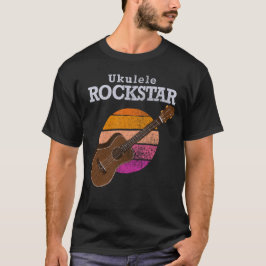 Hawaiian Funny Ukulele Rockstar Retro Sunset T-Shirt