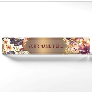 Hawaiian Golden Tropics Elegantes Vintage Glamour Namensplakette