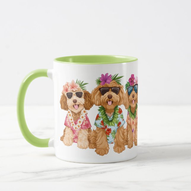 Hawaiian Goldendoodle Dogs Flower Lei Tasse (Links)
