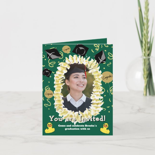 Hawaiian Graduation Party Lei Photo Invitation (Devant)