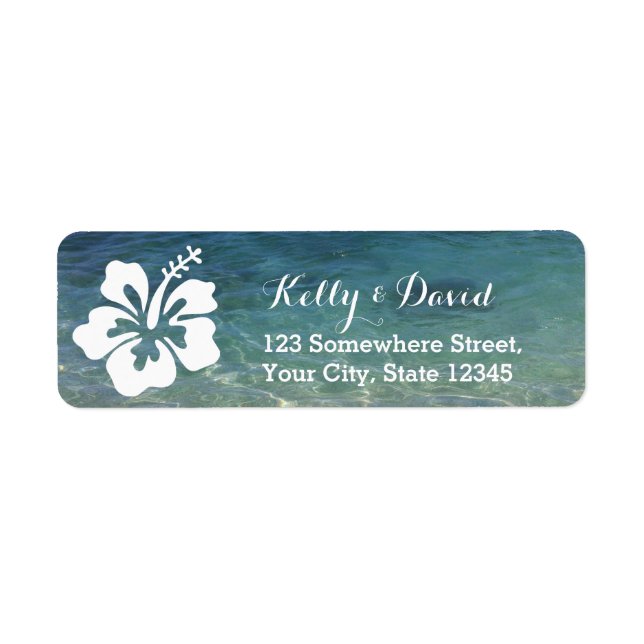 Hawaiian Hibiskus Beach Wedding Rücksendeadresse (Vorne)