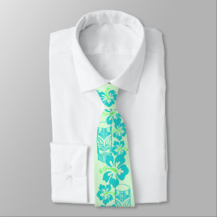 Hawaiian Hibiskus & Tiki "Live Pono" Retro Upbeat Krawatte