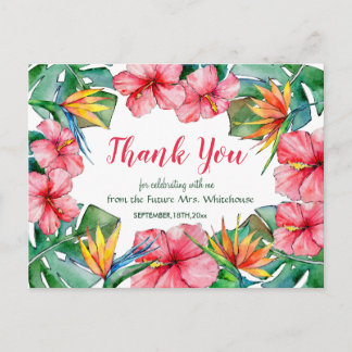 Hawaiian Hibiskus Tropical Bridal Vielen Dank Postkarte