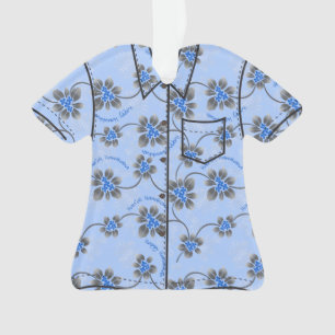 Hawaiian Holly Hanoukka Blue Floral Aloha Shirt