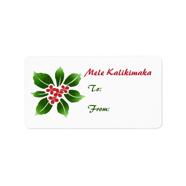 Hawaiian Holly Mele Kalikimaka Christmas Red Adressaufkleber (Vorne)
