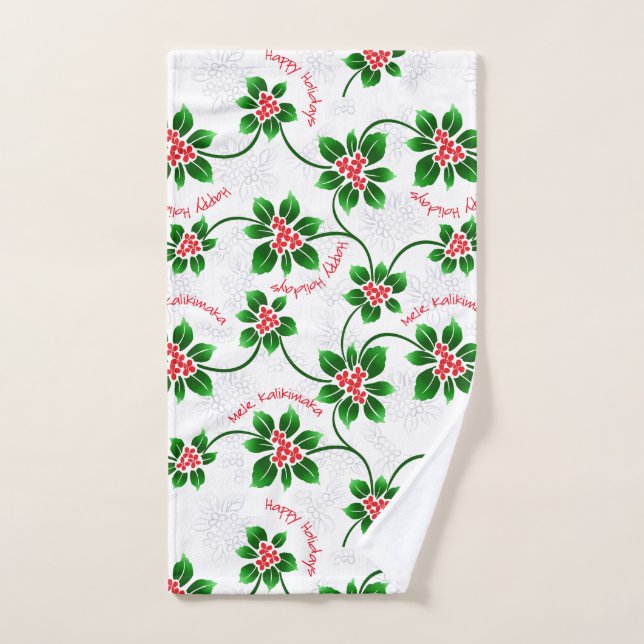Hawaiian Holly Mele Kalikimaka Rouge de Noël (Serviette à main)