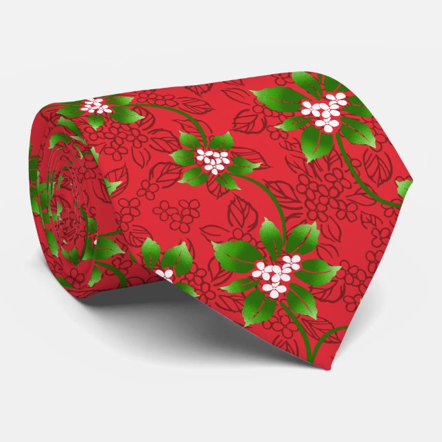 Hawaiian Holly Red zweiseitig Krawatte (Gerollt)