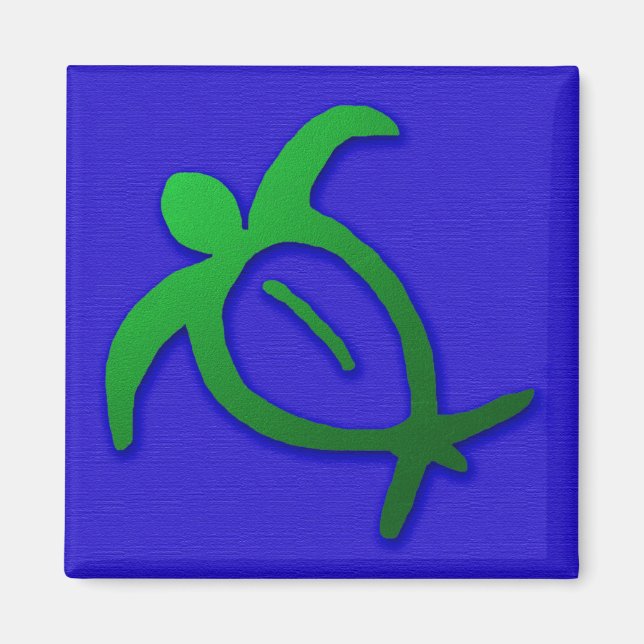 Hawaiian Honu Petroglyph auf Blue Magnet (Vorne)