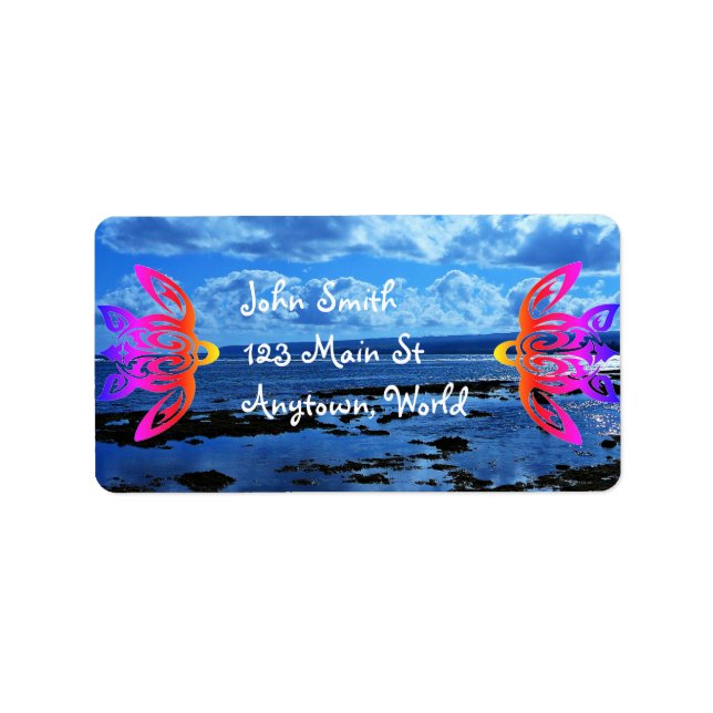 Hawaiian Honu Turtle Label Adressaufkleber (Vorne)