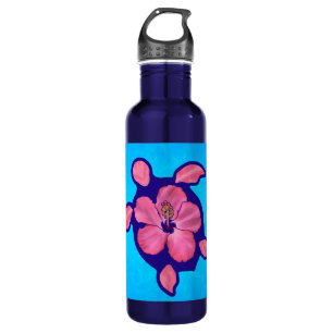 Hawaiian Honu Turtle und Hibiskus Edelstahlflasche