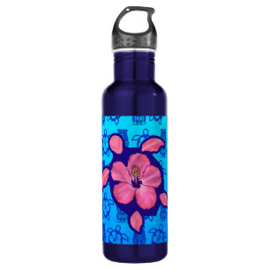 Hawaiian Honu Turtle und Hibiskus Trinkflasche