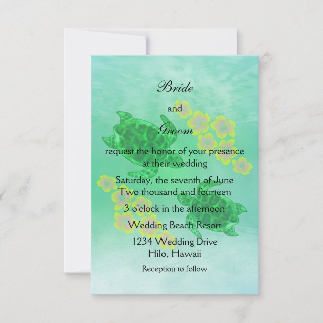 Hawaiian Honu Wedding Einladung (Vorderseite)