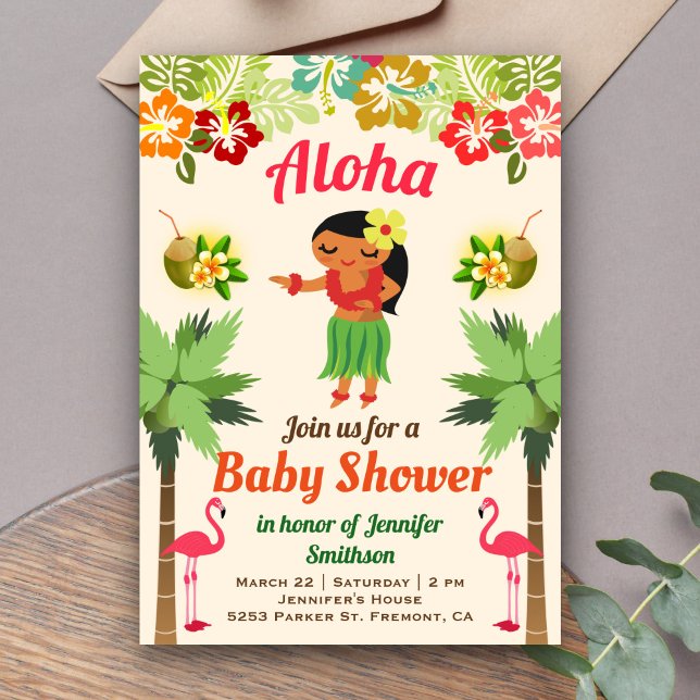 Hawaiian Hula Girl Luau Babydusche Einladung (Von Creator hochgeladen)