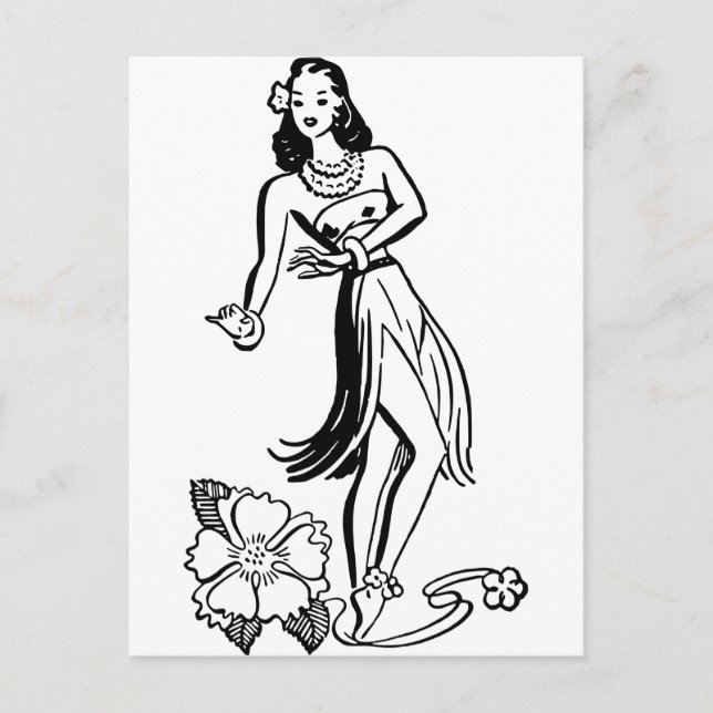 Hawaiian Hula Girl Postkarte (Vorderseite)