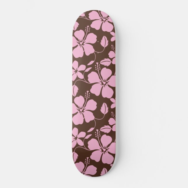 HAWAIIAN HULA (HIBISCUS) BROWN/PINK SKATEBOARD (Vorderseite)