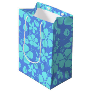 HAWAIIAN HULA (HIBISCUS) PERIWINKLE/TEAL MITTLERE GESCHENKTÜTE