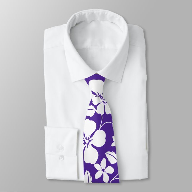 HAWAIIAN HULA (HIBISCUS) PURPLE CRAVATE (Attaché)