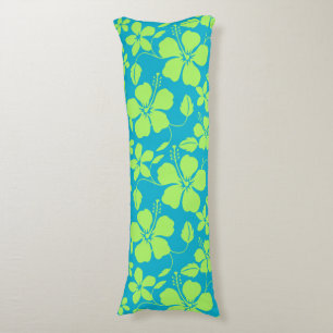 HAWAIIAN HULA (HIBISCUS) TEAL LIME SEITENSCHLÄFERKISSEN