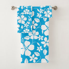 HAWAIIAN HULA (HIBISKUS) BLAUE BATH TOWEL SET