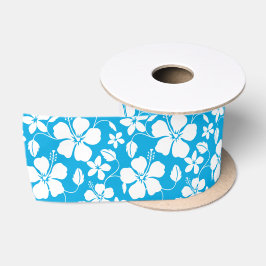 HAWAIIAN HULA (HIBISKUS) BLAUE SATIN RIBBON SATINBAND