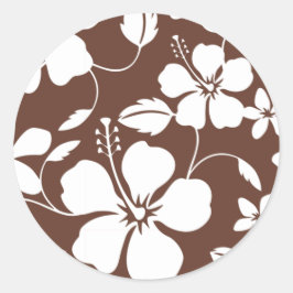 HAWAIIAN HULA (HIBISKUS) BROWN RUNDER AUFKLEBER