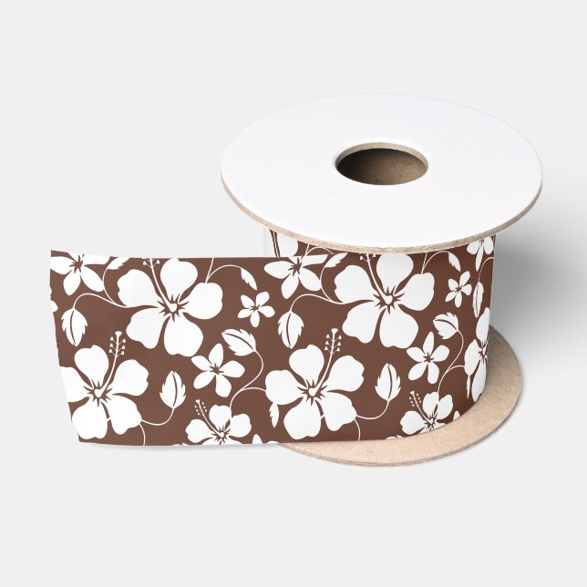 HAWAIIAN HULA (HIBISKUS) BROWN SATIN RIBBON SATINBAND (Spule)
