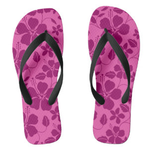 HAWAIIAN HULA (HIBISKUS) BURGUNDERWEIN FLIP FLOPS