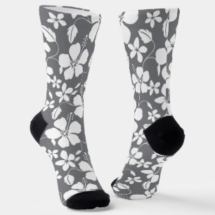 HAWAIIAN HULA (HIBISKUS) GRAY SOCKEN