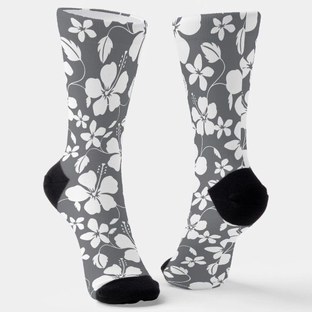 HAWAIIAN HULA (HIBISKUS) GRAY SOCKEN (Gewinkelt)