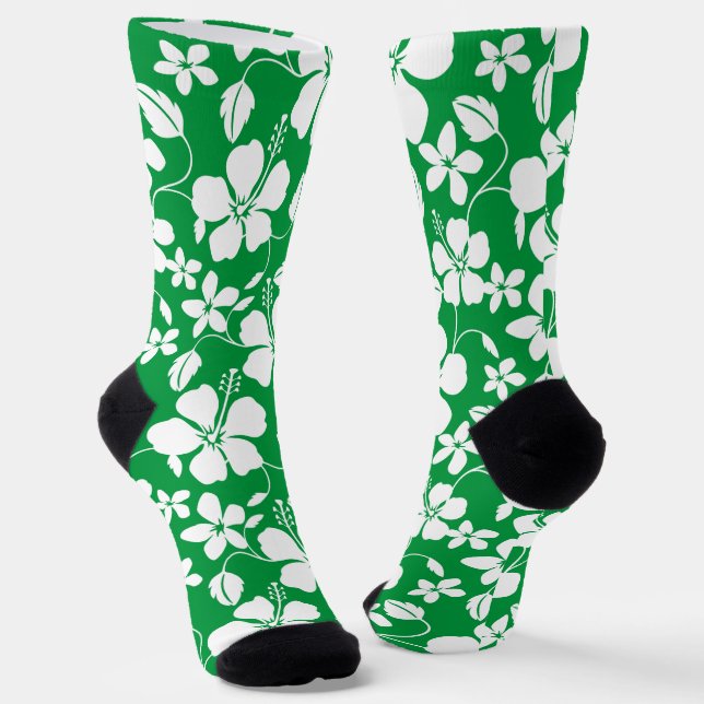 HAWAIIAN HULA (HIBISKUS) GRÜNE SOCKEN (Gewinkelt)