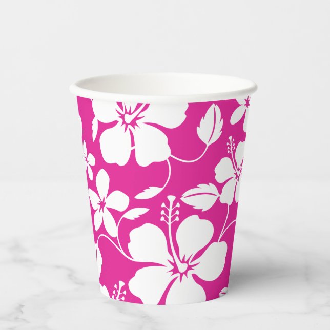 HAWAIIAN HULA (HIBISKUS) HITZPINK PAPPBECHER (Vorderseite)