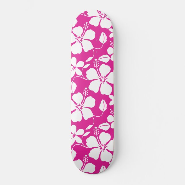 HAWAIIAN HULA (HIBISKUS) HITZPINK SKATEBOARD (Vorderseite)