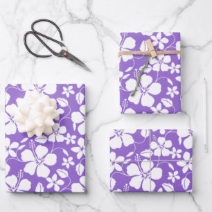 HAWAIIAN HULA (HIBISKUS) LICHT LILA GESCHENKPAPIER SET