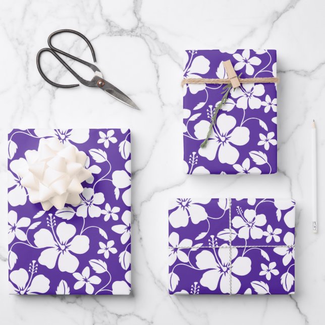 HAWAIIAN HULA (HIBISKUS) LILA GESCHENKPAPIER SET (Vorderseite)