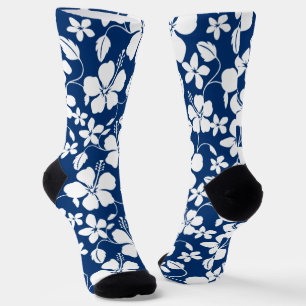 HAWAIIAN HULA (HIBISKUS) NAVY BLUE SOCKEN