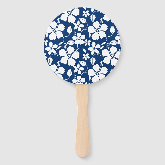 HAWAIIAN HULA (HIBISKUS) NAVY FÄCHER (Vorderseite)