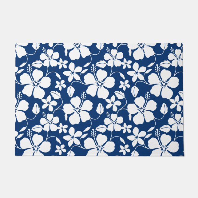 HAWAIIAN HULA (HIBISKUS) NAVY FUßMATTE (Vorderseite)