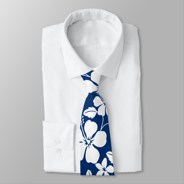 HAWAIIAN HULA (HIBISKUS) NAVY KRAWATTE (Gebunden)