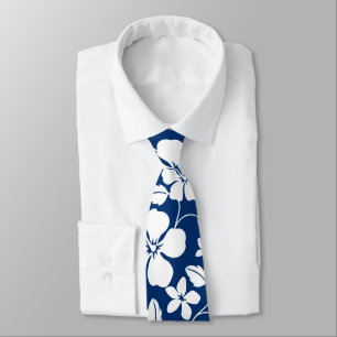 HAWAIIAN HULA (HIBISKUS) NAVY KRAWATTE