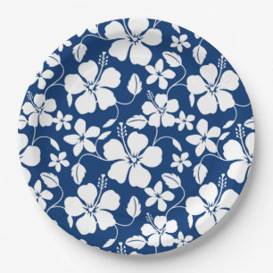 HAWAIIAN HULA (HIBISKUS) NAVY PAPPTELLER