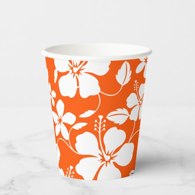 HAWAIIAN HULA (HIBISKUS) ORANGE PAPPBECHER (Vorderseite)