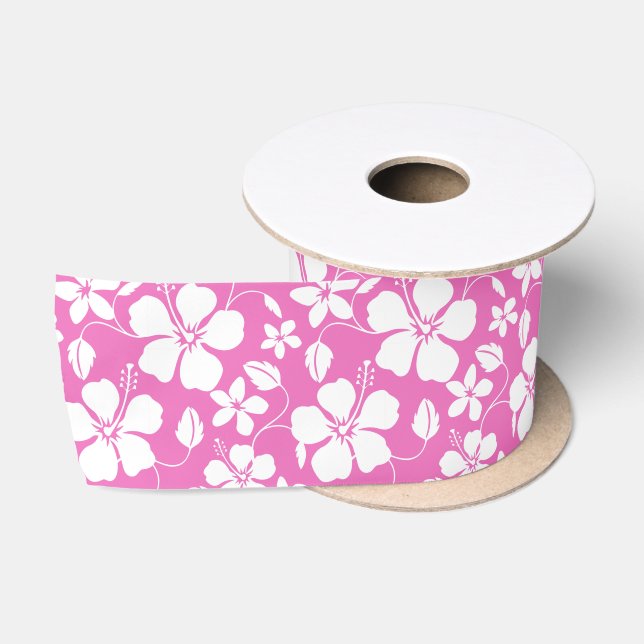HAWAIIAN HULA (HIBISKUS) PINK SATIN RIBBON SATINBAND (Spule)