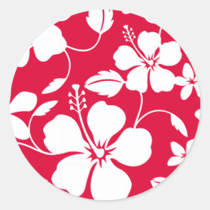 HAWAIIAN HULA (HIBISKUS) RED RUNDER AUFKLEBER