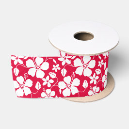 HAWAIIAN HULA (HIBISKUS) RED SATIN RIBBON SATINBAND