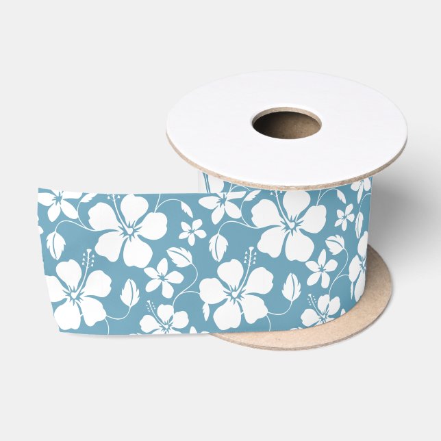 HAWAIIAN HULA (HIBISKUS) SLATE BLAUE SATIN RIBBON SATINBAND (Spule)